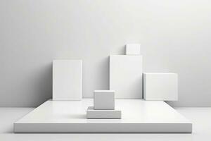 Display Mockup Podium of A white marble arch with a stone arch in the center photo