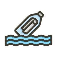 Message In A Bottle Vector Thick Line Filled Colors Icon For Personal And Commercial Use.