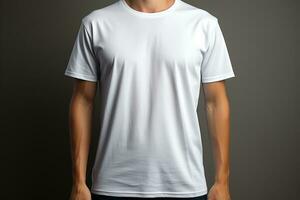 Mockup in a white T-shirt is looking from the back design for clothes AI Generated photo