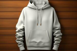 diseño Bosquejo ropa, realista 3d representación de blanco sudaderas ai generado foto