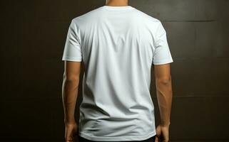 Back view white tee, mockup for clothing design AI Generated photo