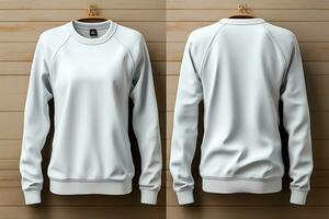 Front-back blank sweatshirt mockup 3D-rendered, versatile design AI Generated photo