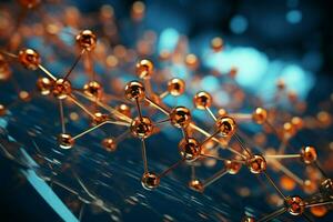3D molecule model in a scientific setting, a captivating science background AI Generated photo