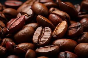 Coffeehouse charm, an inviting background with a sea of coffee beans AI Generated photo