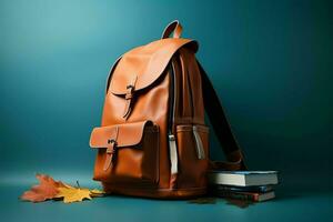 School bag featured in a quintessential back to school scene AI Generated photo