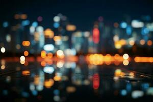 Mesmerizing abstract night with city lights bokeh in urban cityscapes AI Generated photo