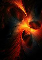 Dynamic swirling patterns and streaks of light, dark black and red colors AI Generated photo