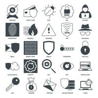 ciber seguridad icono colocar, incluido íconos como proteger, contraseña, error y más símbolos recopilación, logo aislado vector ilustración