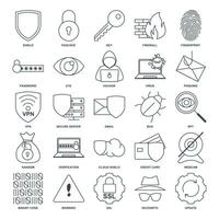 ciber seguridad icono colocar, incluido íconos como proteger, contraseña, error y más símbolos recopilación, logo aislado vector ilustración