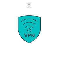 VPN virtual privado red icono símbolo vector ilustración aislado en blanco antecedentes