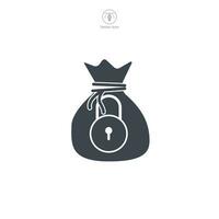 Money Bag with Lock. Ransom icon symbol vector illustration isolated on white background