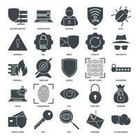 cyber security icon set, Included icons as Shield, Password, Bug and more symbols collection, logo isolated vector illustration