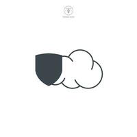 Cloud with Shield icon symbol vector illustration isolated on white background