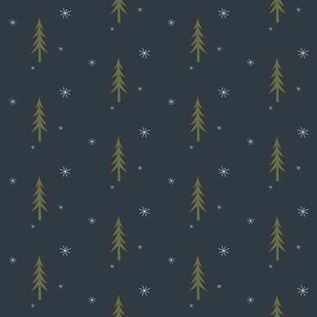 Christmas and Happy New Year vector seamless pattern with noel tree and snowflake.