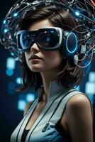 Women in trendy modern futurism style. Pro Photo