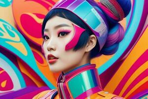 Women in trendy modern futurism style. Pro Photo