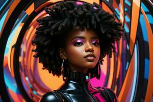 Women in trendy modern futurism style. Pro Photo