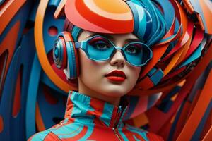Women in trendy modern futurism style. Pro Photo