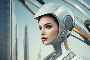 Women in trendy modern futurism style. Pro Photo