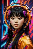 Women in trendy modern futurism style. Pro Photo