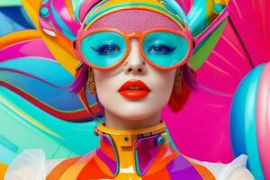 Women in trendy modern futurism style. Pro Photo