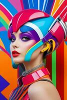 Women in trendy modern futurism style. Pro Photo