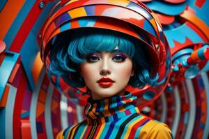 Women in trendy modern futurism style. Pro Photo