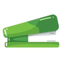 Cartoon green stapler. School supplies vector