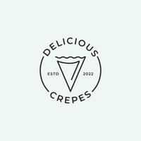 Crepe logo icon line art minimalist design, crepes image logo illustration vector