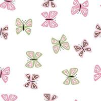 Simple stylized butterflies seamless pattern. Flying insect print. vector