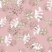 Cute unusual flower and cloud seamless pattern. Simple stylized flowers background. vector