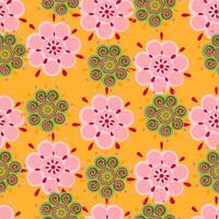 Abstract ethnic bud flower seamless pattern. Stylized floral botanical wallpaper. vector