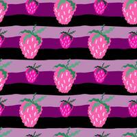 Cute strawberries seamless pattern. Doodle strawberry endless background. Hand drawn fruits wallpaper vector