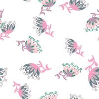 Stylized wildflower seamless pattern. Decorative naive flower botanical background vector