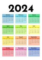 Calendar for 2024 isolated on a white background vector