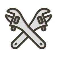 Cross Wrench Vector Thick Line Filled Colors Icon For Personal And Commercial Use.