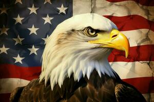 Bald eagle american flag states. Generate Ai photo