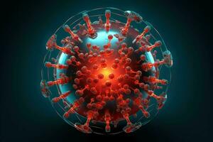 Digital illustration of a virus-shaped 3D sphere. Generate Ai photo
