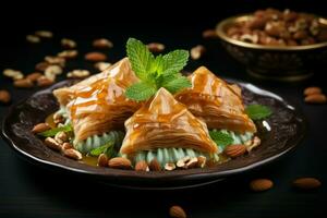 Baklava arabian dessert. Generate Ai photo