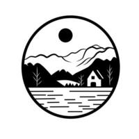 landscape illustration logo design on white background vector