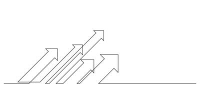 concept of business goal and growth.arrows in up slant direction one line vector