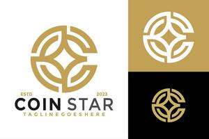 Letter C Coin Star logo design vector symbol icon illustration