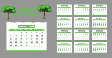 2024 calendario diseño modelo para contento nuevo año vector