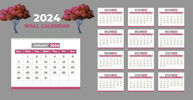 2024 calendario diseño modelo para contento nuevo año vector