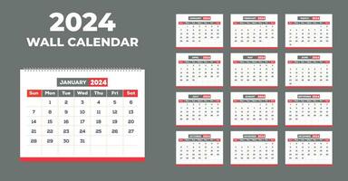 2024 calendario diseño modelo para contento nuevo año vector