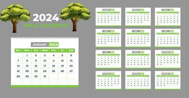 2024 calendario diseño modelo para contento nuevo año vector