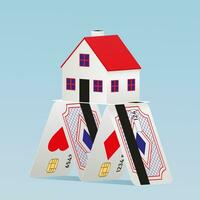 House of cards made from credit cards. vector