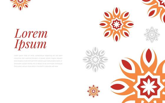 The orange pattern on the abstract background is a geometric mosaic in a colorful ornament style. vector