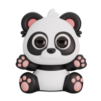 Cute Sitting Panda Isolated. Animals Cartoon Style Icon Concept. 3D Render Illustration png