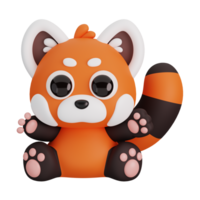 Cute Sitting Red Panda Isolated. Animals Cartoon Style Icon Concept. 3D Render Illustration png